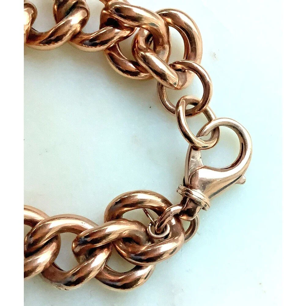 Vintage Milor Bracelet Copper Bronze Tin Made In Italy Chunky Chain 6.5